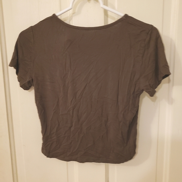 Olive Green Gray Cropped Tee - Picture 2 of 5